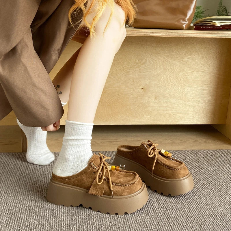 Women’s Retro Platform Half-Slipper Loafers