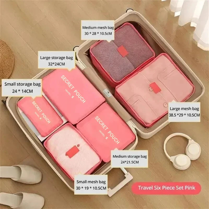 6-Piece Oxford Travel Organizer Set – Packing Cubes