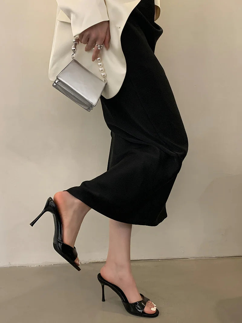 Women’s Wine Red Patent Leather High Heel Mules