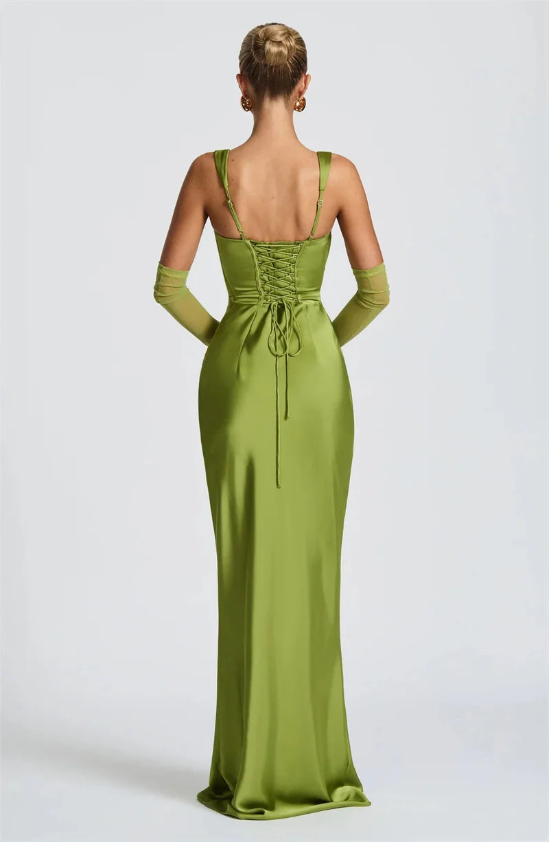 Luxe Satin Halter Evening Gown