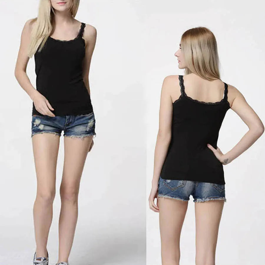 قميص داخلي نسائي من القطن والدانتيل