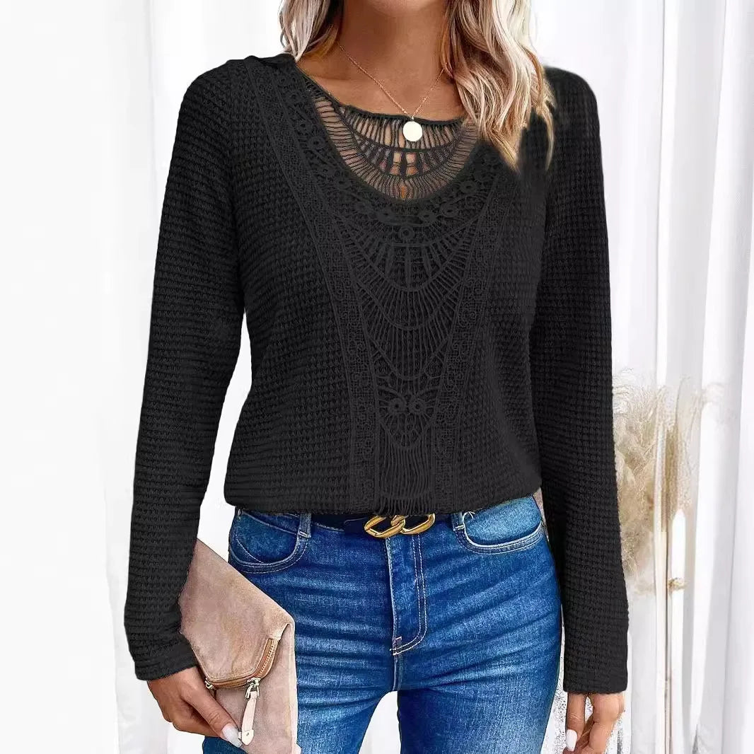 Women Cut-Out Lace T-Shirt