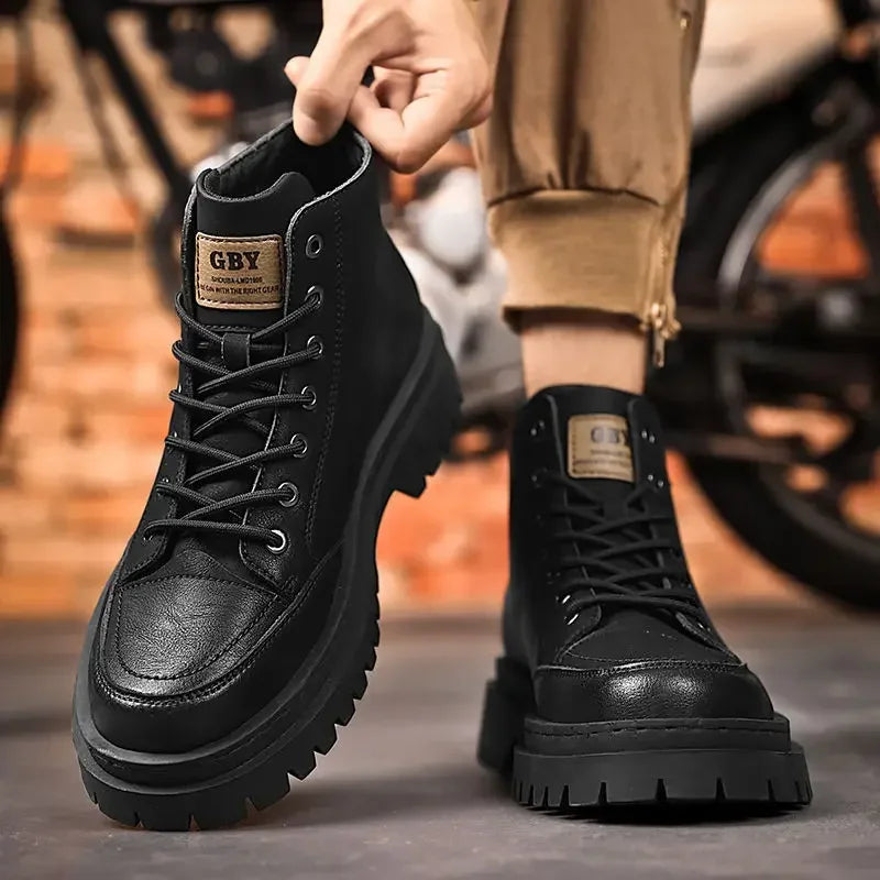 Men’s Autumn Waterproof Mid-Top Leather Boots