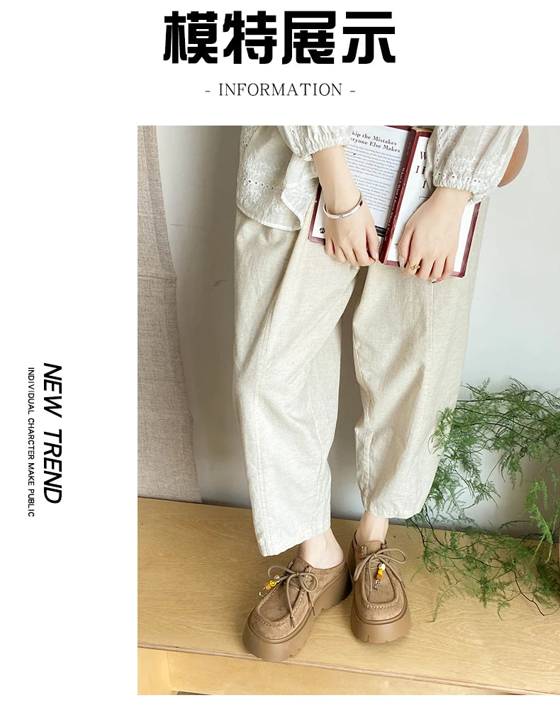 Women’s Retro Platform Half-Slipper Loafers