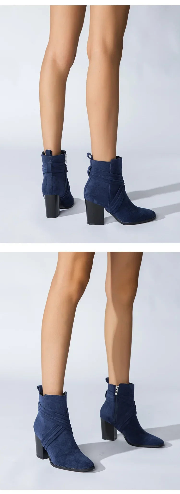 Women Pointed Toe Zipper Ankle Boots – Autumn High Heel Short Booties