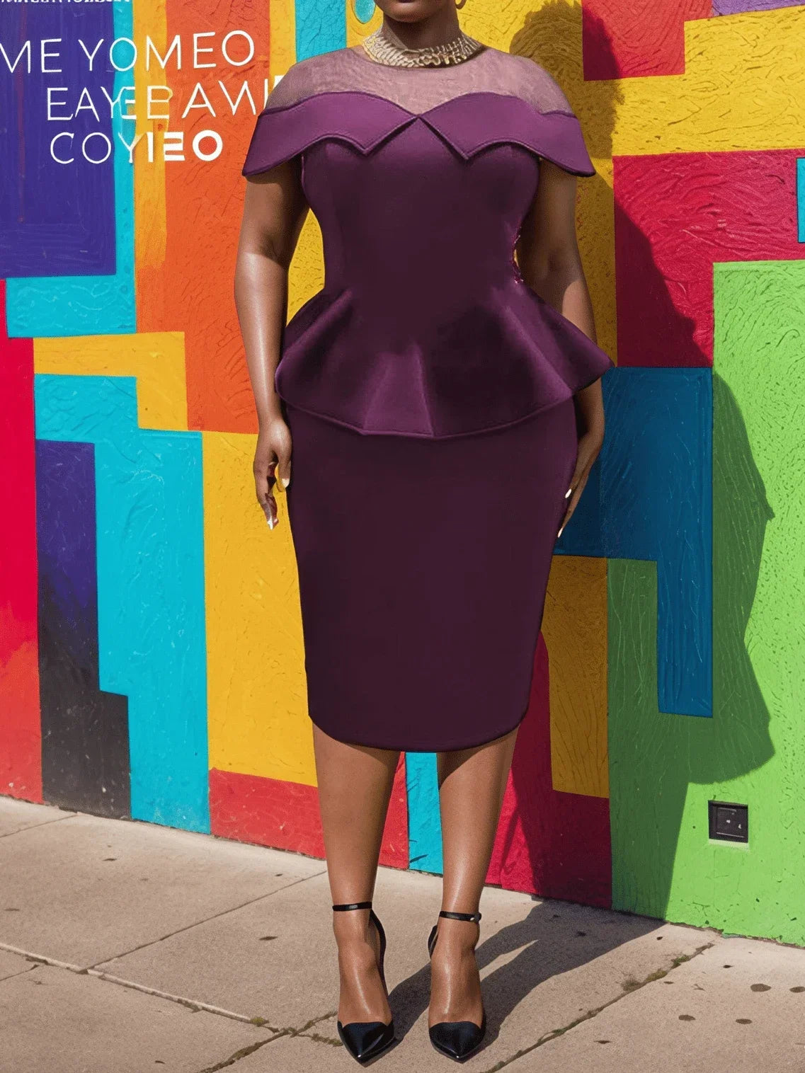 فستان نسائي ضيق من القماش الشبكي