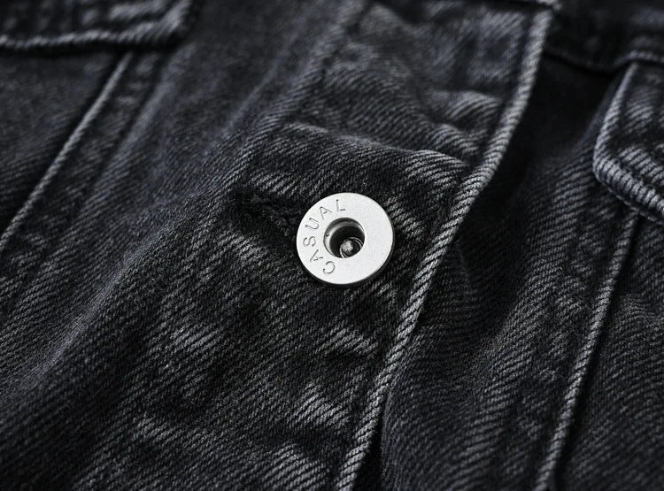 Women's Denim Jacket - Casual Black Overcoat