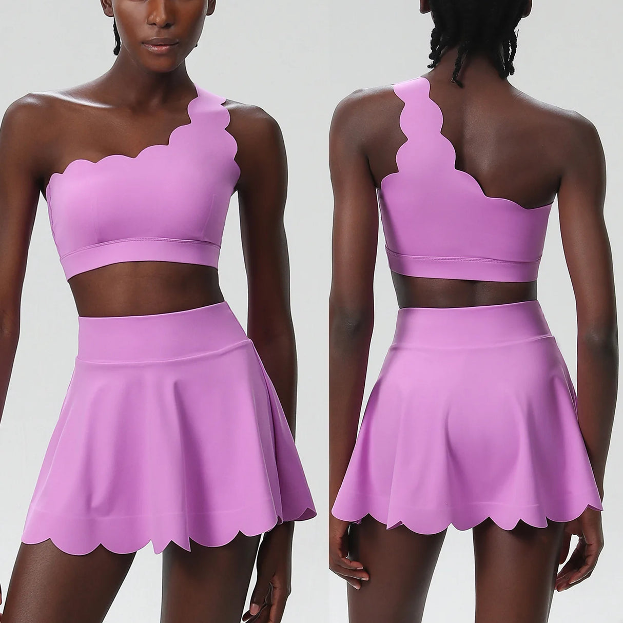 طقم تنورة تنس لياقة بدنية للنساء مكون من 3 قطع