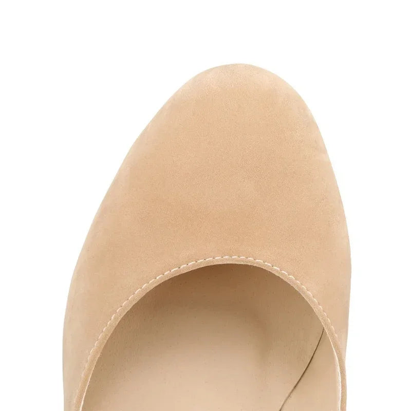 حذاء إسفيني كلاسيكي مدبب - جلد سويدي صناعي أسود 2025