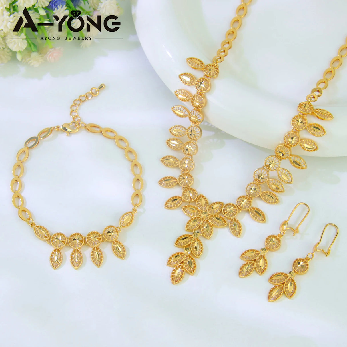 Dubai 21K Gold Plated Bridal Jewelry Set