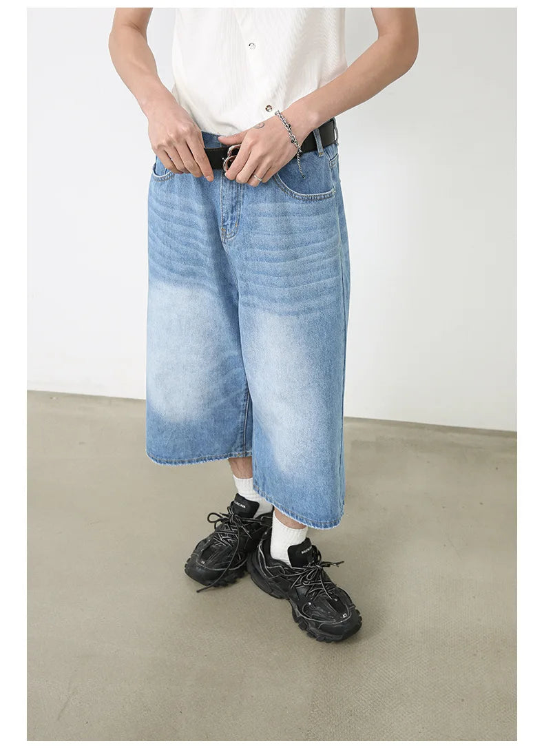 FadeMid™ – Black Retro Loose Shorts (High Waist, Y2K Mid-Length)