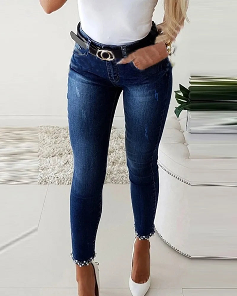 Women Bleached Skinny Jeans