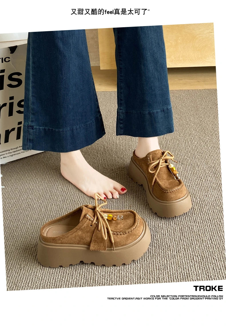 Women’s Retro Platform Half-Slipper Loafers