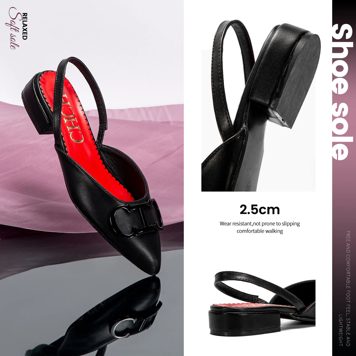 حذاء باليه مسطح نسائي من الجلد سهل الارتداء مع عقدة فيونكة