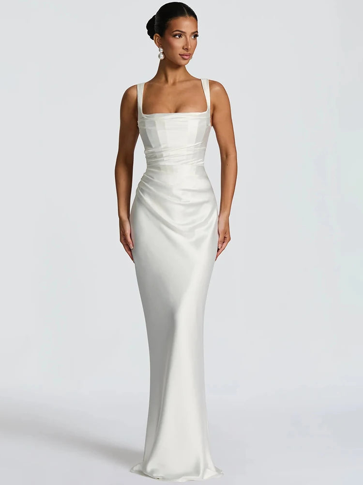 Luxe Satin Halter Evening Gown
