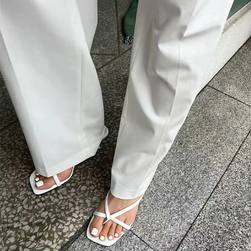 Women’s High Heel Clip Toe Slide Sandals