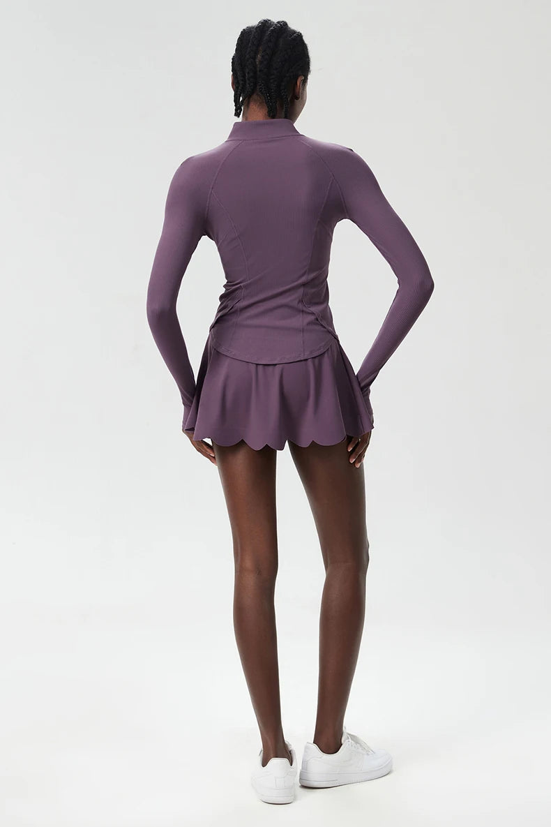 طقم تنورة تنس لياقة بدنية للنساء مكون من 3 قطع