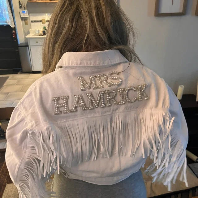 Personalised Pearl Denim Jacket for Bachelorette Party
