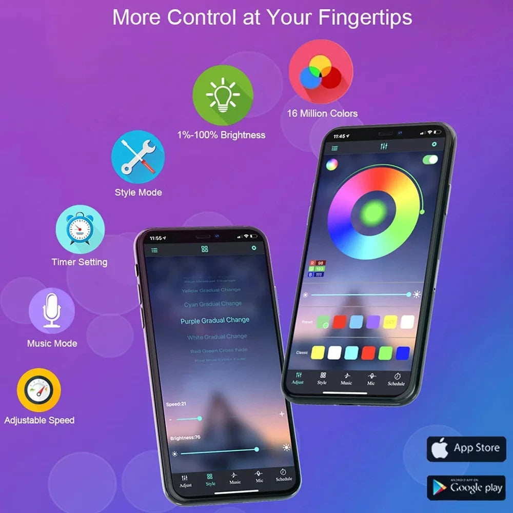 Smart Bluetooth LED Strip Lights – App & Remote Control
