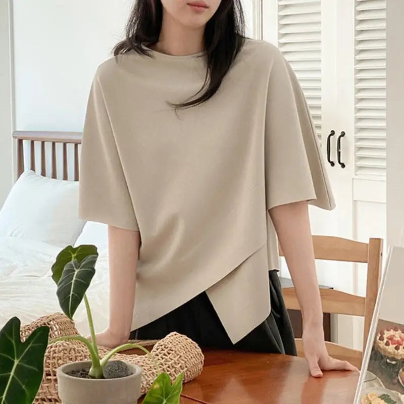 Women Asymmetrical O-Neck Tee