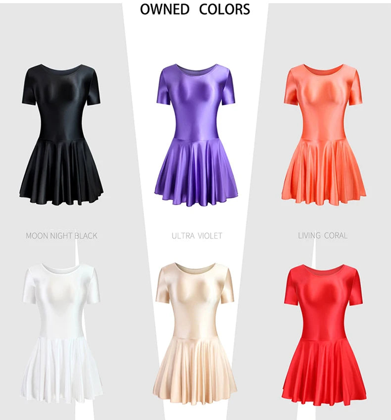 تنورة باليه رياضية من الساتان للنساء