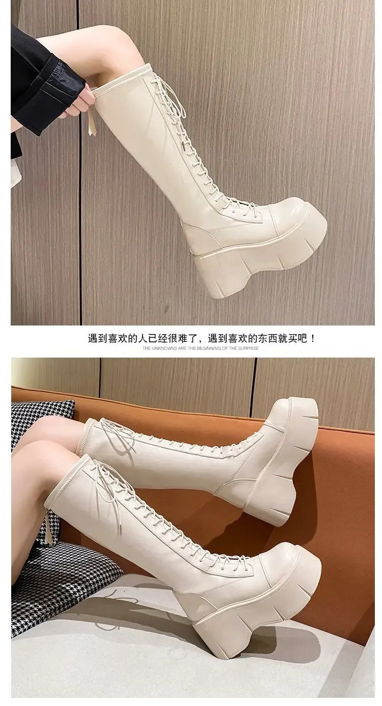 أحذية نسائية متوسطة الساق، أحذية دراجات نارية ناعمة