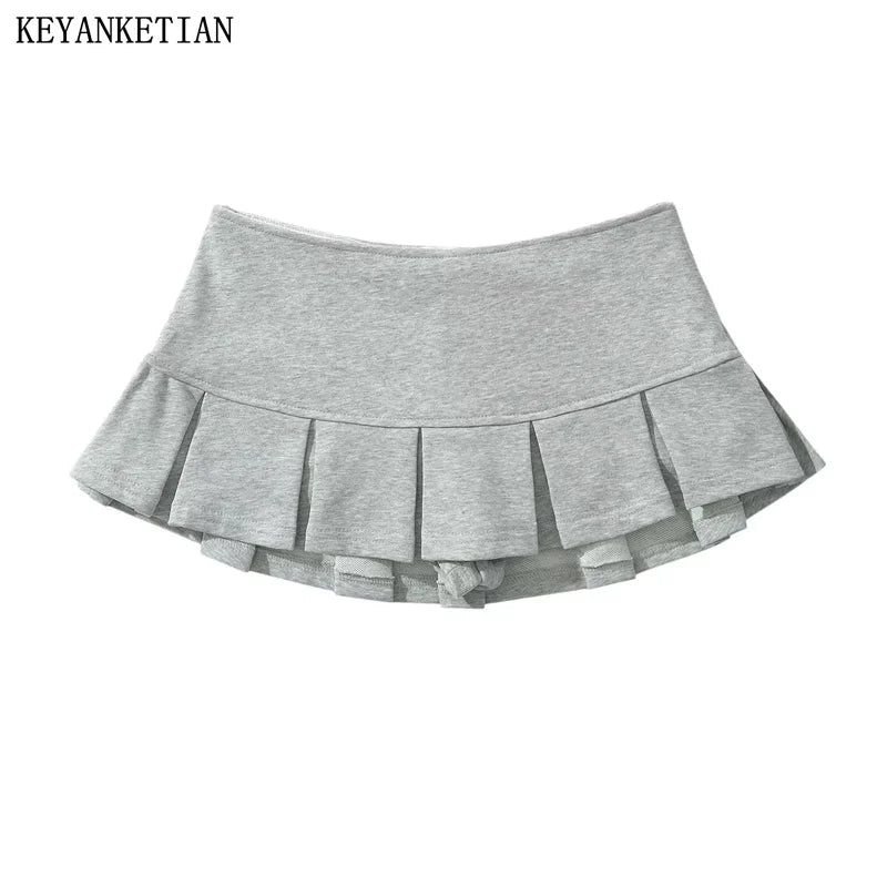 Women Wide Pleat Y2K Skirt