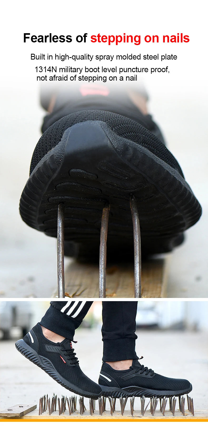 حذاء رياضي رجالي بمقدمة فولاذية غير قابلة للتدمير
