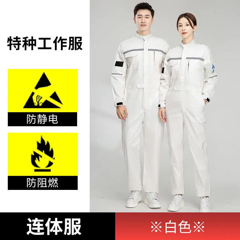 Anti-static flame-resistant welding suit for safety, featuring pure cotton fabric, ideal for protective workwear.