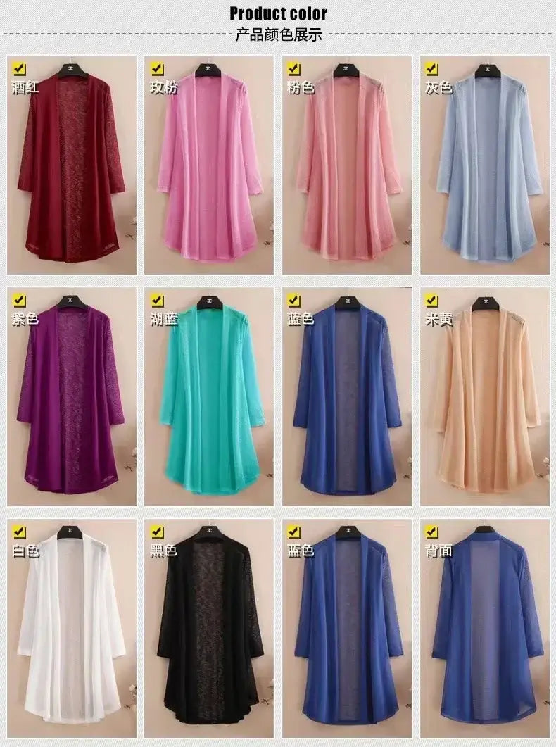 Women Ice Silk Mesh Knit Cardigan 5XL