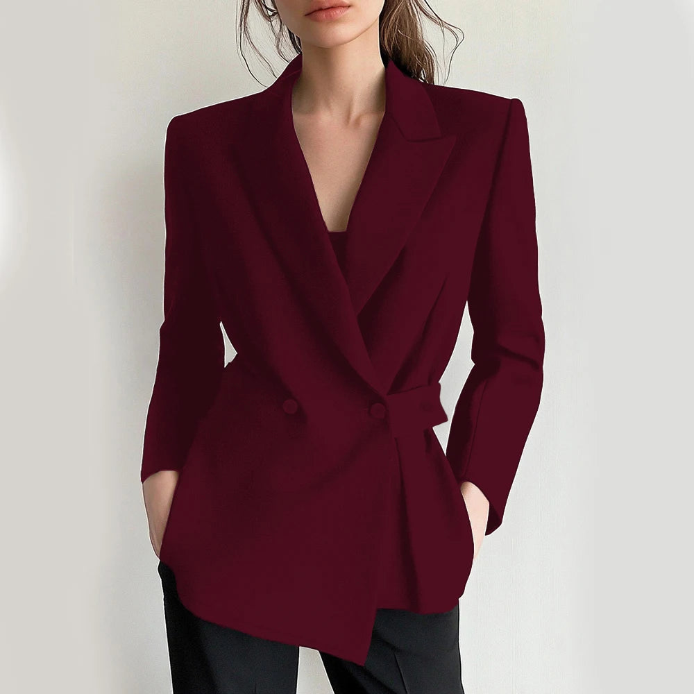 MuseForm™ – Buttoned Shawl Collar Blazer (Elegant Fit, Office Ready)