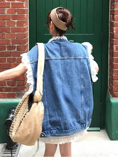French Lace Denim Jacket
