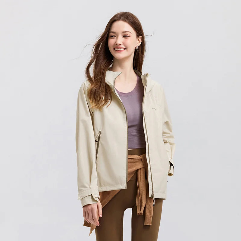 Women's Windproof Raglan Hooded Spring Jacket