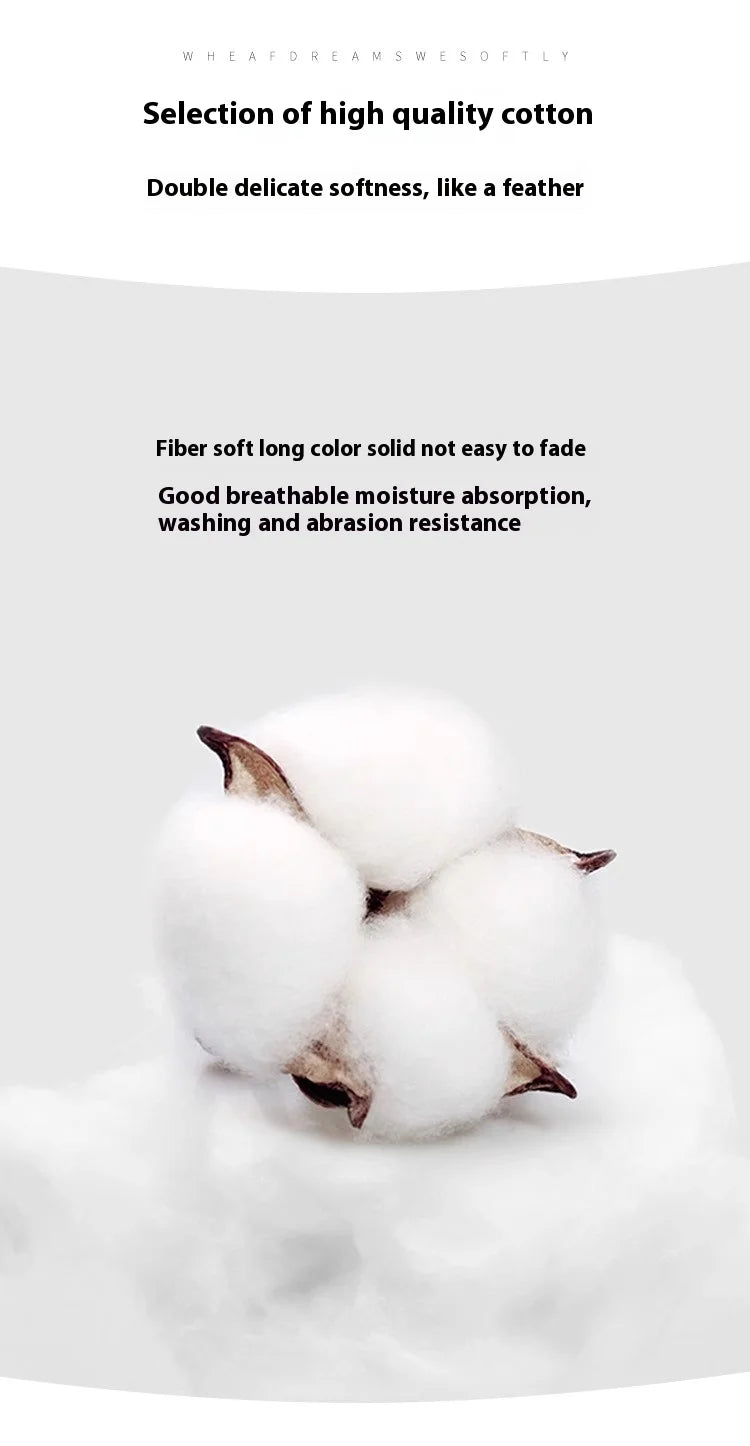 High-quality cotton selection showcasing soft fibers with moisture absorption, resistance to washing and fading.