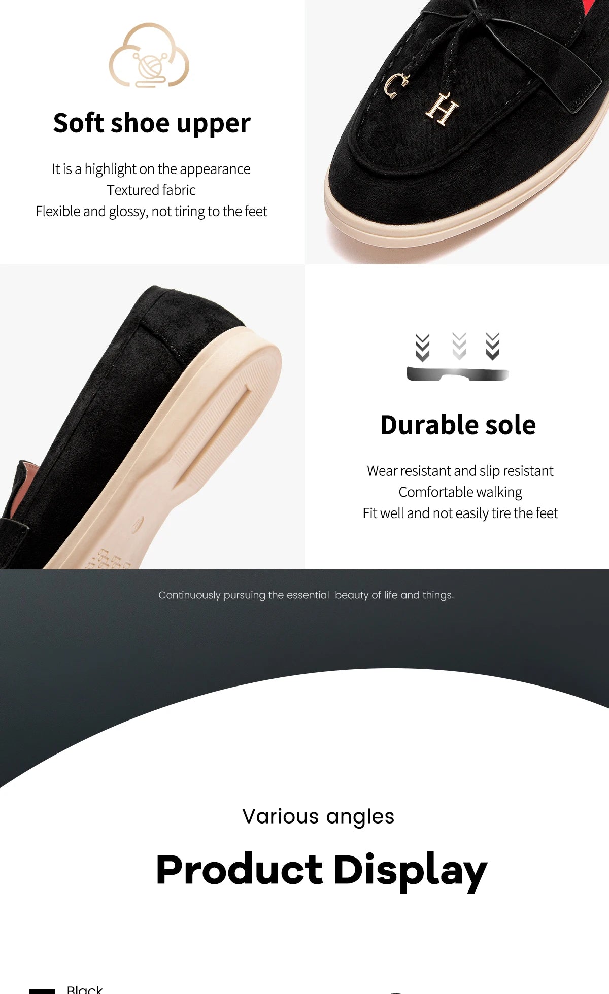 حذاء نسائي من الجلد اللامع بمقدمة مدببة