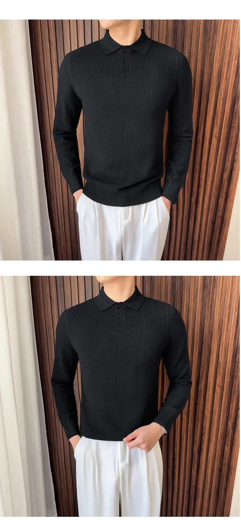 Men's Turn Down Collar Knit Sweater