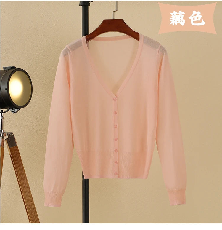 Korean V-Neck Cropped Cardigan Women's Sweater