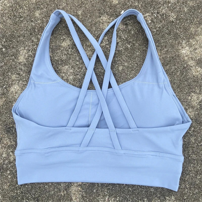 Women Cross Strap Sports Bra with Pads