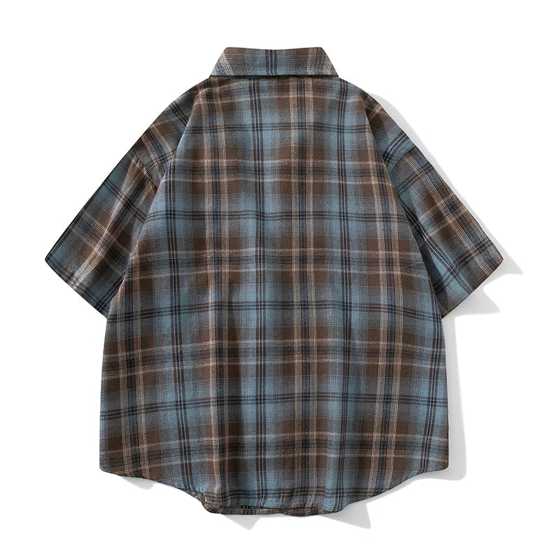Men Oversized Plaid Shirt