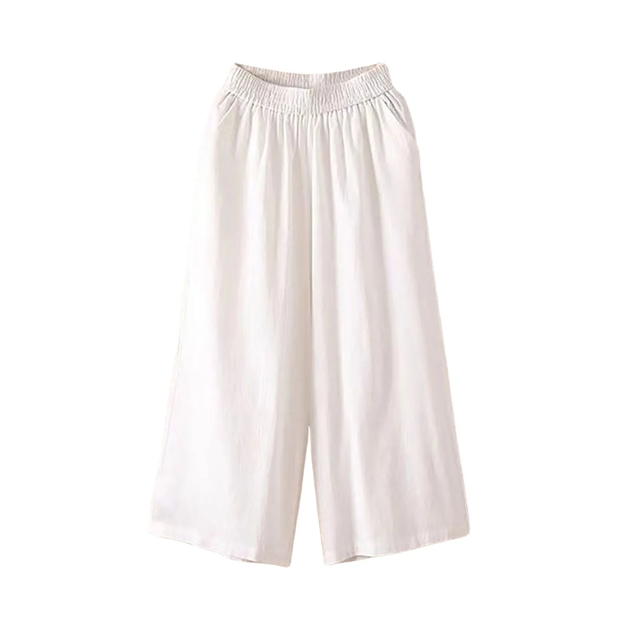 Women Wide Leg Cropped Pants with Pockets