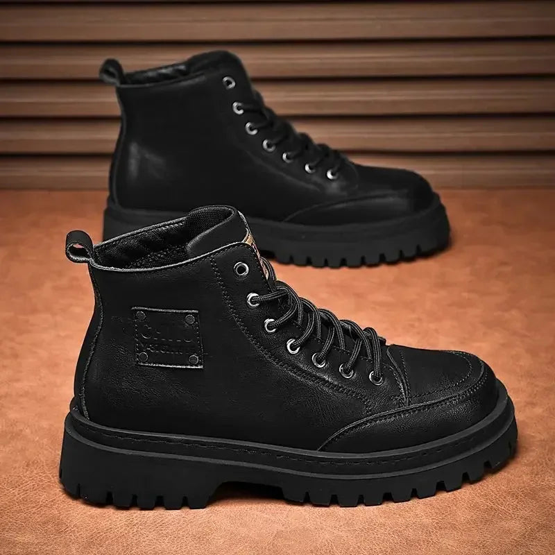 Men’s Autumn Waterproof Mid-Top Leather Boots