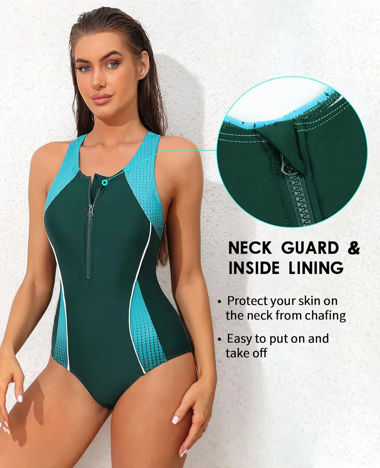 Zipper Racerback Swimsuit