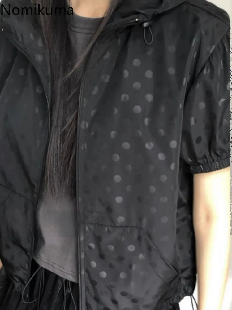 Streetwear Summer Polka Dot Hooded Jacket