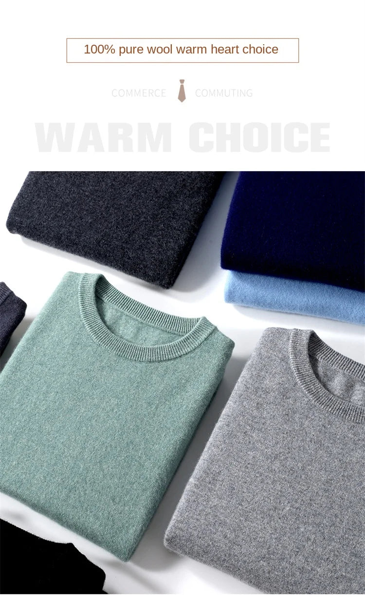 Men's Merino Wool Round Neck Sweater
