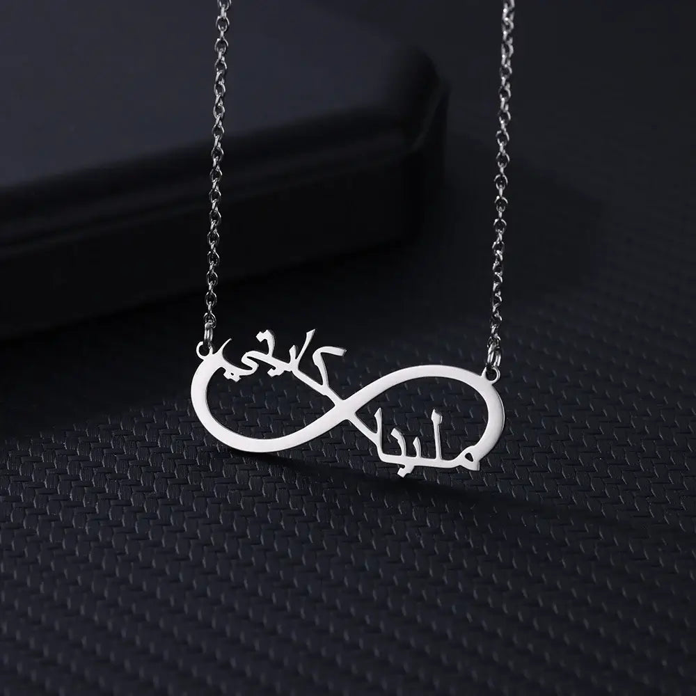 Custom Double Heart Two Names Infinity Necklaces