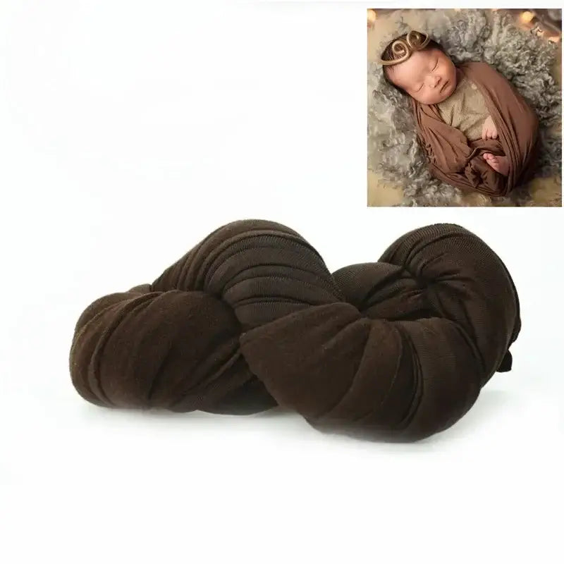 Brown polyester blanket backdrop for newborn photography, soft and unisex design, perfect for 0-1 year old babies.