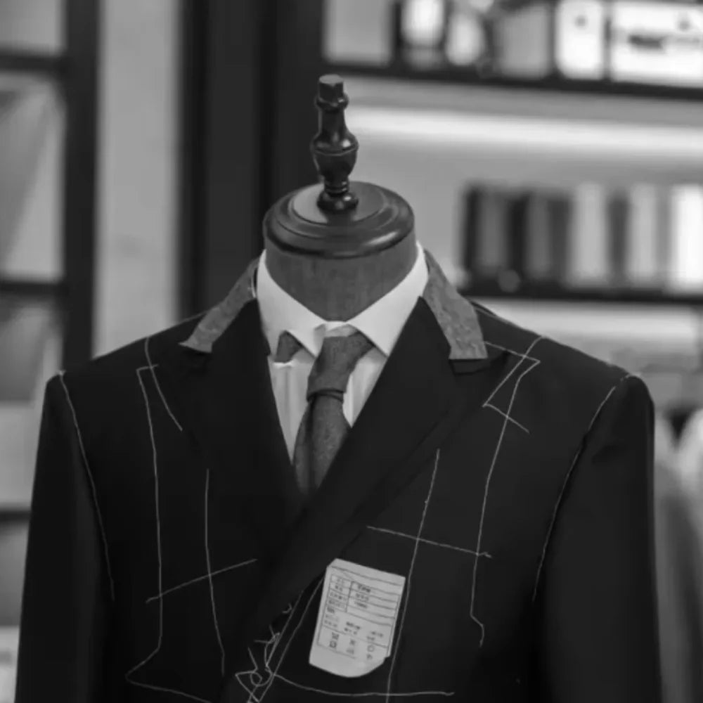 بدلة رجالية مزدوجة الصدر بمقاسات كبيرة - قطعتين