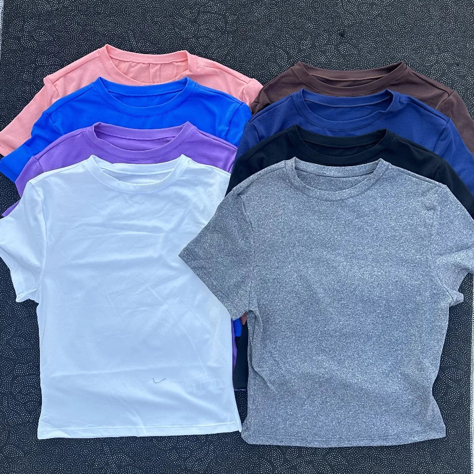 Women's Short Sleeve Yoga Crop Top – Soft Breathable Training Shirt