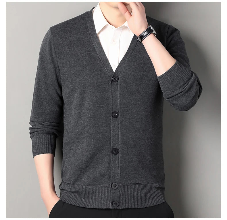 Men V-Neck Knit Cardigan