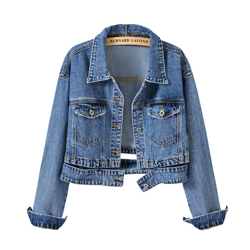 Women's Denim Jacket - Casual Black Overcoat
